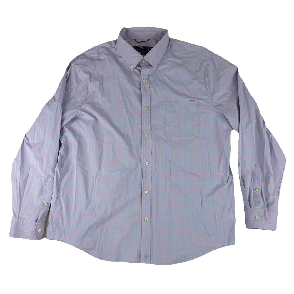 Vineyard Vines Shirt Mens XL Blue Pink Check Performance Classic Fit Shirt